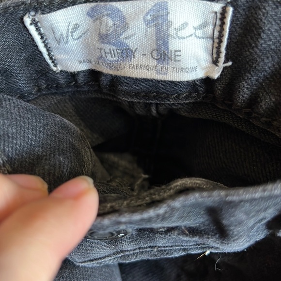 We the Free Free People Black Distressed Bren High Rise Straight Leg Jean - Picture 4 of 8